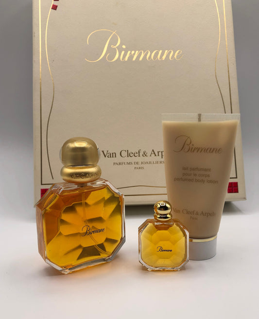 Birmane de Van Cleef &amp; Arpels Eau de Toilette Vaporisateur 50 ml + lotion pour le corps 50 ml + miniature 5 ml Vintage Rare